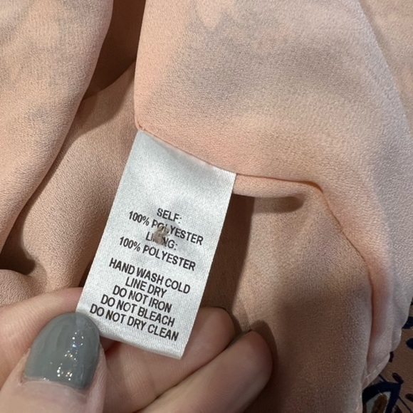 Lulu’s Peach and Brown Botanical Shift with Gold Thread Long Sleeve Dress - Picture 14 of 16